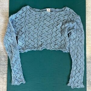 Urban Outfitters Blue Cobweb Knit Crop Top Size XS